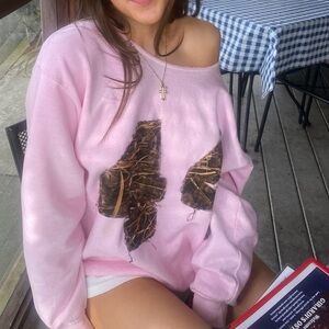 Light Pink Off-Shoulder Sweatshirt